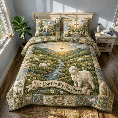Psalm 23 Valley 3-Piece Quilted Bedding Set GFTOHNL530