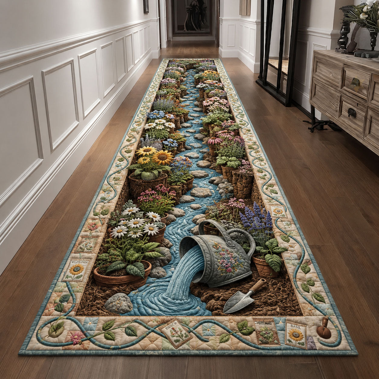 Flowing Garden Stream Fantasy Runner Rug GFTOHNL561