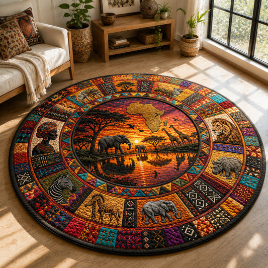 African Sunset Heritage Quilted Round Mat GFTOHNL612