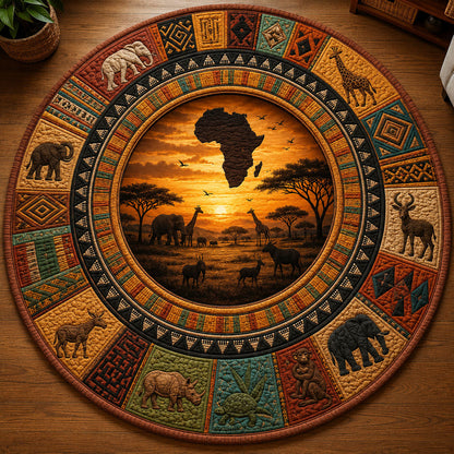 Savanna Kingdom Africa Map Quilted Round Mat GFTOHNL613