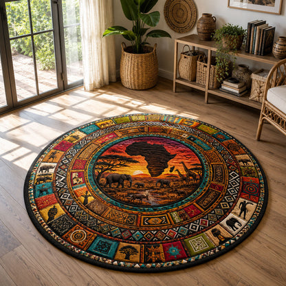 African Mosaic Safari Circle Quilted Round Mat GFTOHNL617