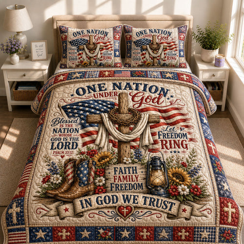 One Nation Under God Faith 3-Piece Quilted Bedding Set GFTOHNL632