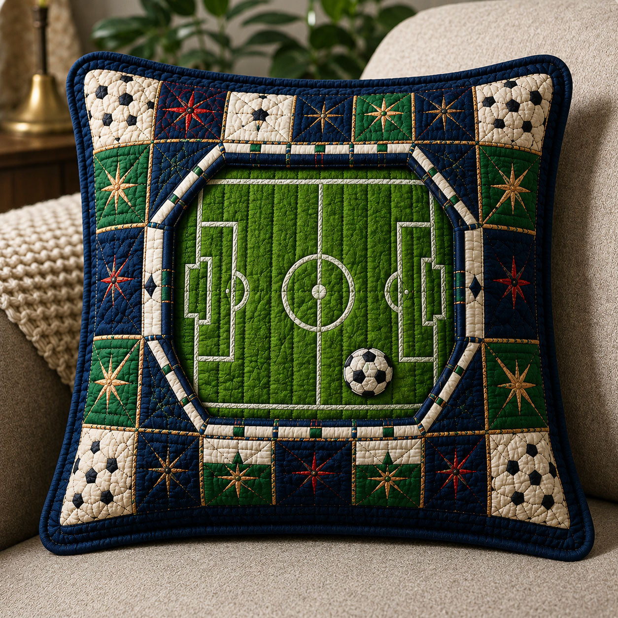 Stadium Arena Soccer Field Quilted Pillow Case GFTOHNL656