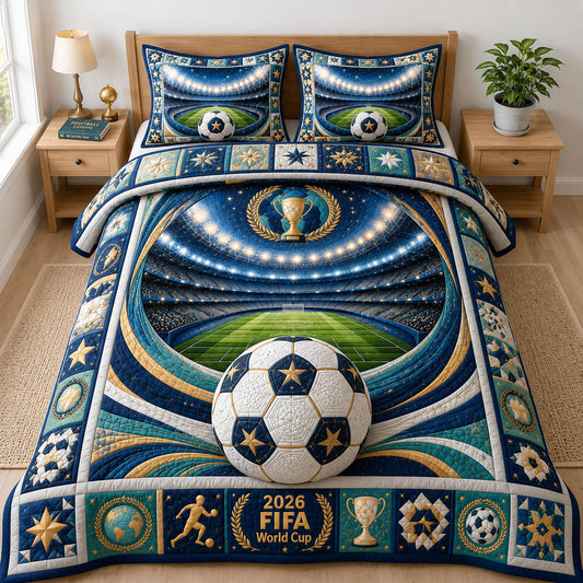 FIFA 2026 Stadium Lights 3-Piece Quilted Bedding Set GFTOHNL662