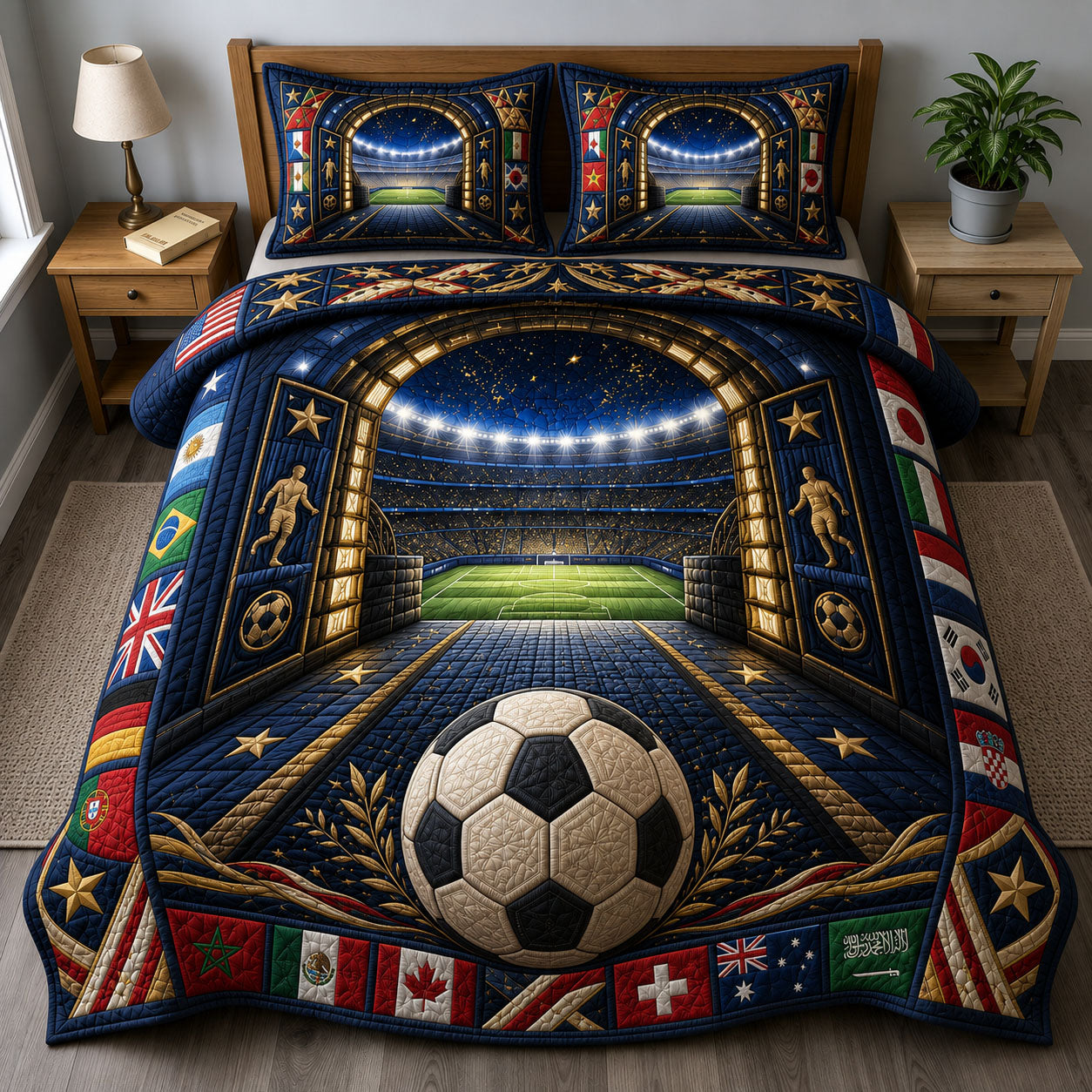 Champions Gateway Football 3-Piece Quilted Bedding Set GFTOHNL663