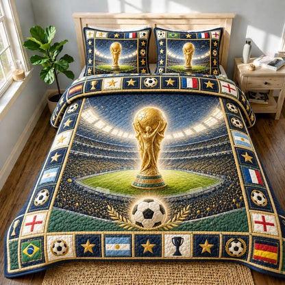 Golden World Cup Glory 3-Piece Quilted Bedding Set GFTOHNL666