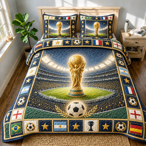 Golden World Cup Glory 3-Piece Quilted Bedding Set GFTOHNL666