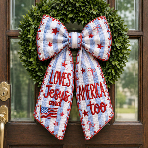 Love Jesus And America Too Quilted Wreath Sash GFTOHNL676