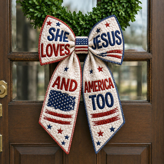 She Loves Jesus And America Too Quilted Wreath Sash GFTOHNL679