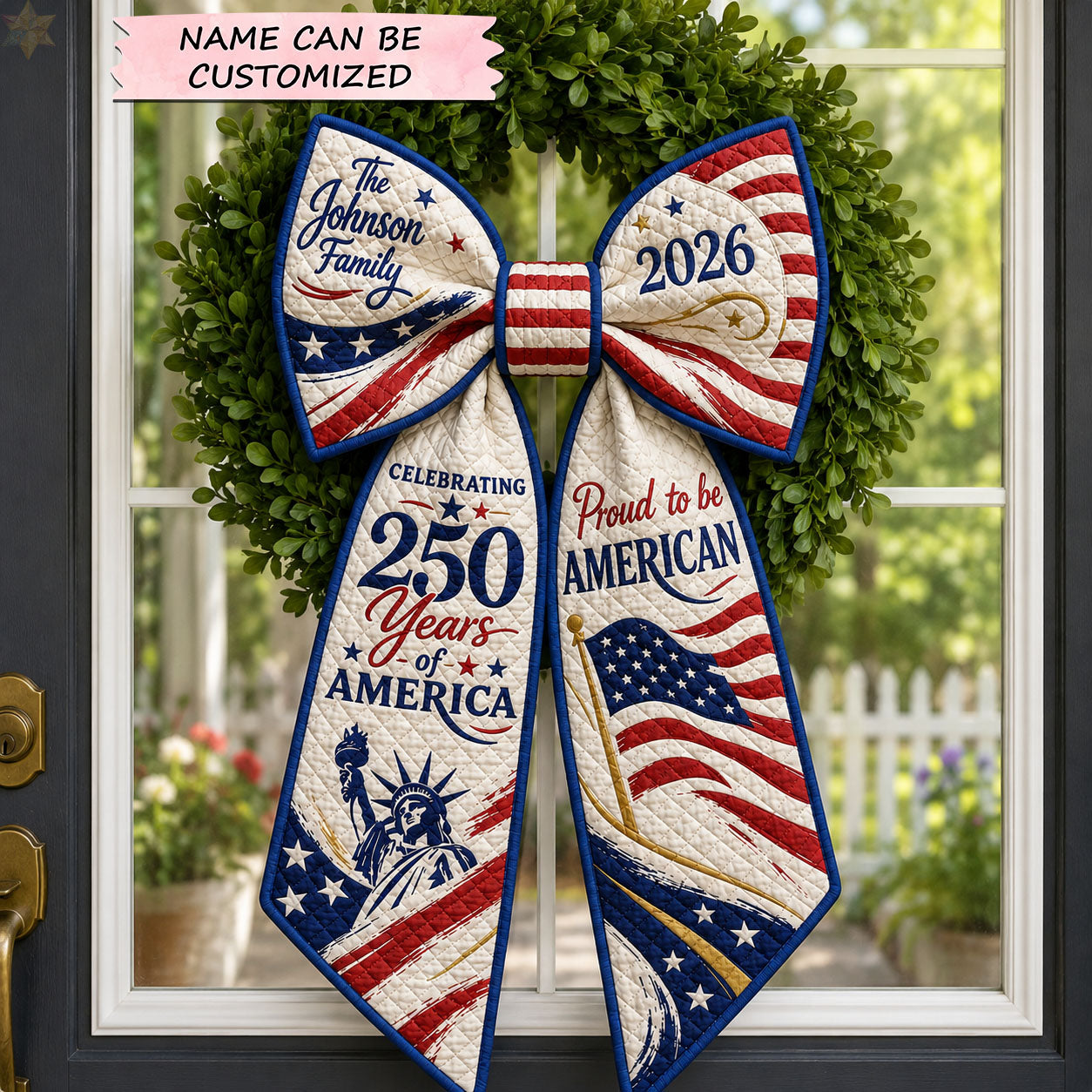 Personalized America 250 Patriotic Family Quilted Wreath Sash QTCUZ GFTOHNL707