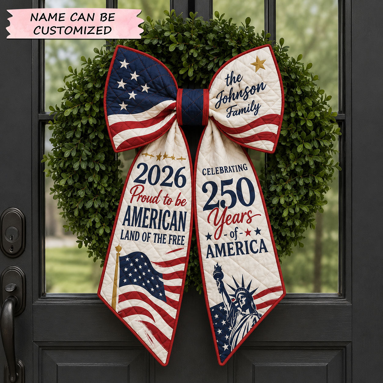 Personalized Proud to Be American Quilted Wreath Sash QTCUZ GFTOHNL709