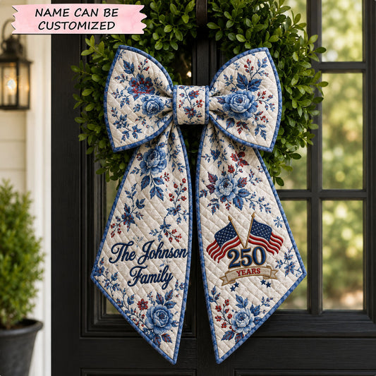 Personalized Blue Floral America 250 Quilted Wreath Sash QTCUZ GFTOHNL713