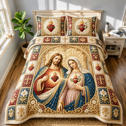 Sacred Hearts Of Jesus And Mary Cathedral 3-Piece Quilted Bedding Set GFTOHNL734
