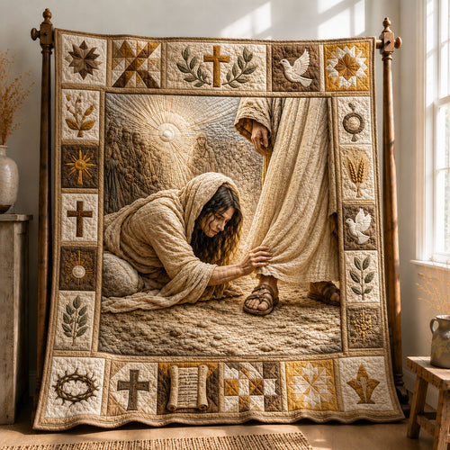 Woman Touching The Hem Of Jesus Quilted Blanket GFTOHNL745