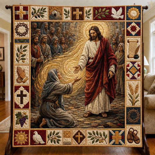 Jesus Heals The Faithful Christian Quilted Blanket GFTOHNL750