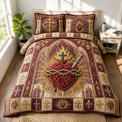 Gothic Cathedral Sacred Heart 3-Piece Quilted Bedding Set GFTOHNL767