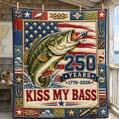 250 Years Freedom Kiss My Bass Quilted Blanket GFTOHNL809