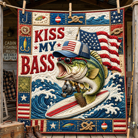 Freedom Waves Kiss My Bass Quilted Blanket GFTOHNL811
