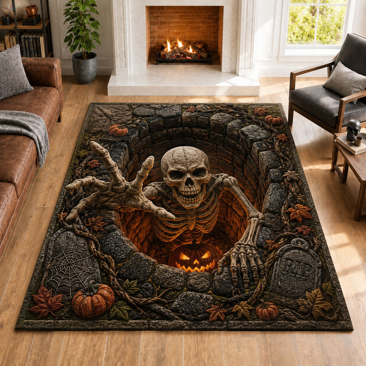 Pumpkin Grave Awakening Area Rug GFTOHNL916