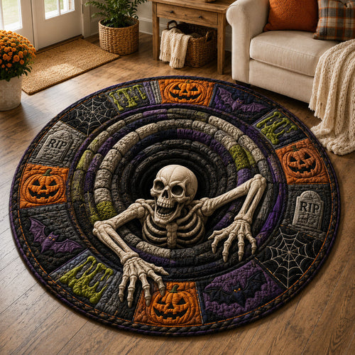 Skeleton Spiral Pit Quilted Round Mat GFTOHNL921