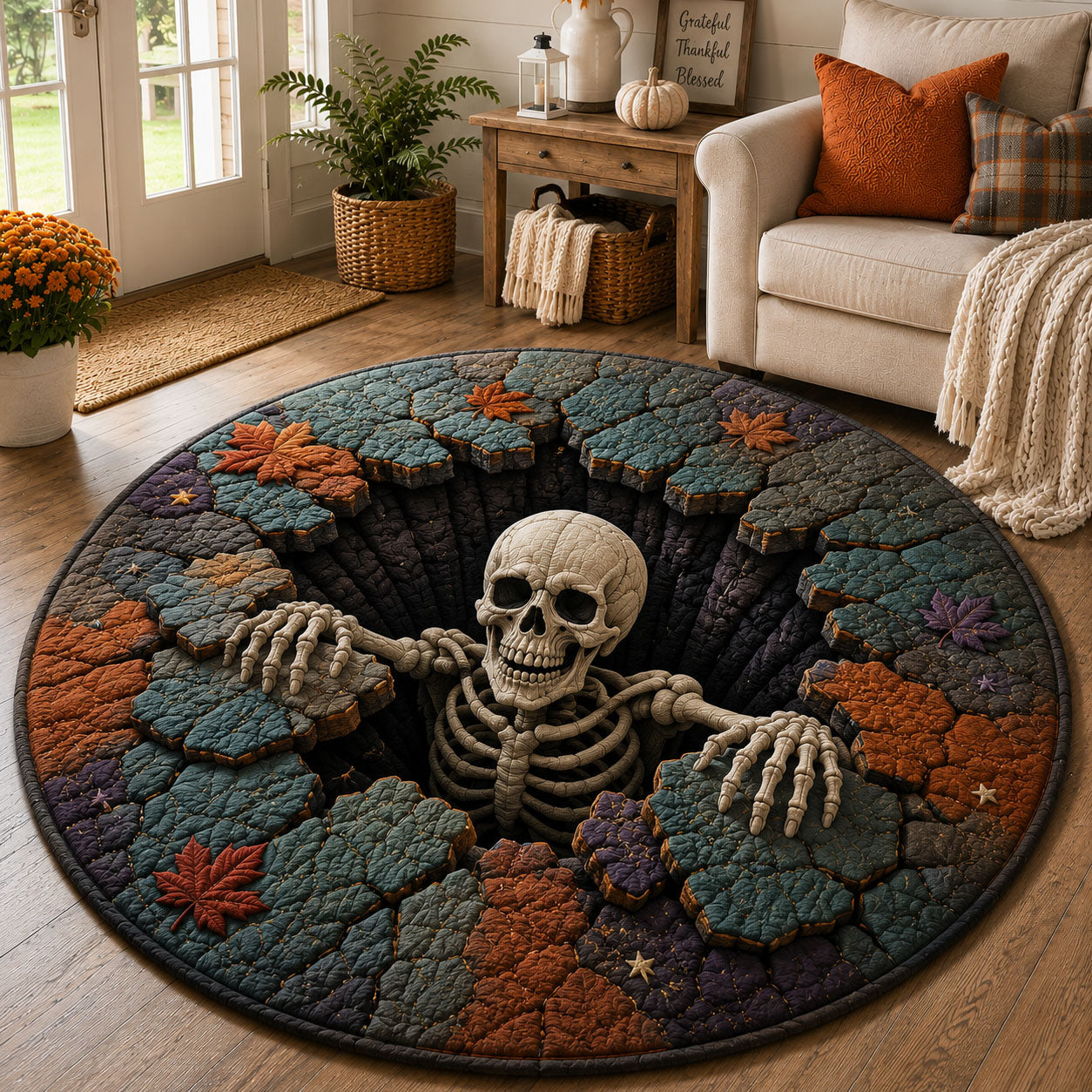 Autumn Bone Abyss Quilted Round Mat GFTOHNL923
