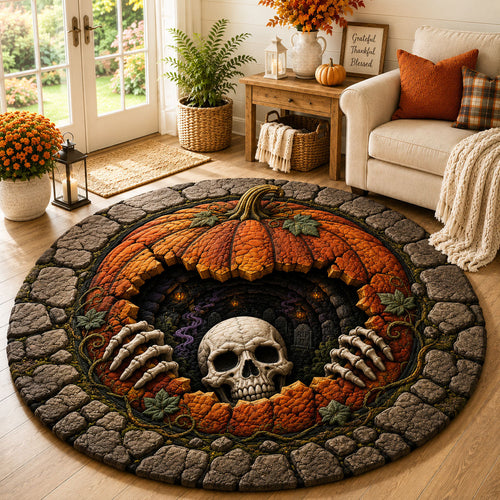 Pumpkin Crypt Hollow Quilted Round Mat GFTOHNL926