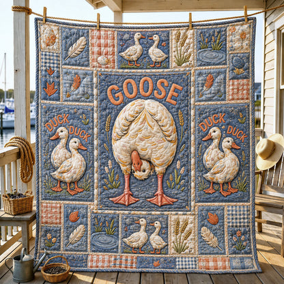 Duck Duck Goose Farmhouse Patchwork Quilted Blanket GFTOHNL928