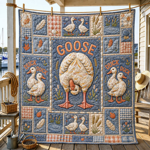 Duck Duck Goose Farmhouse Patchwork Quilted Blanket GFTOHNL928