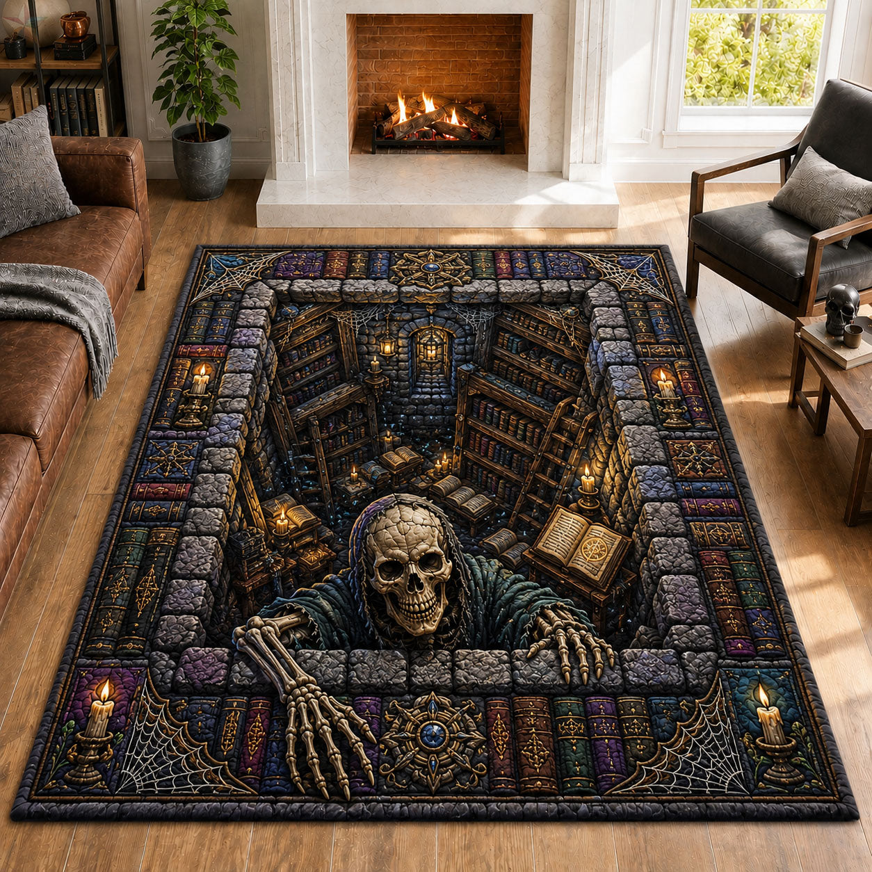 Skeleton Library Abyss Halloween Area Rug GFTOHNL978