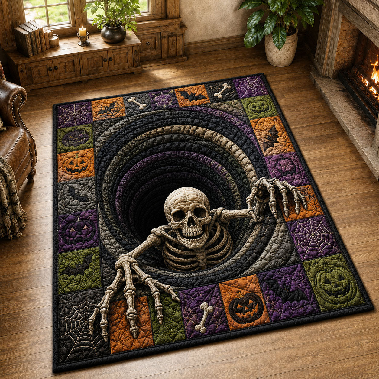 Skeleton Vortex Hole Halloween Area Rug GFTOHNL980