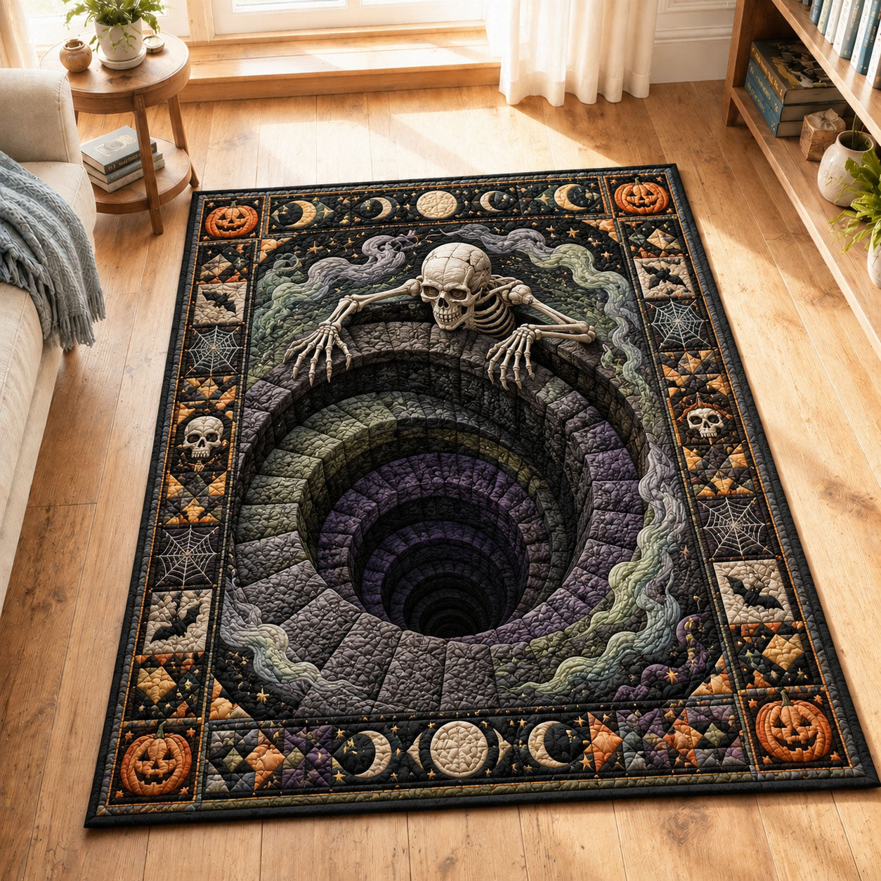 Skeleton Moonwell Spiral Pit Area Rug GFTOHNL983