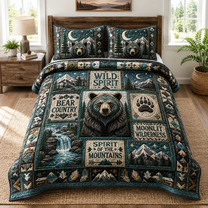 Bear Country Mountain Wilderness 3-Piece Quilted Bedding Set GFTOHNL987