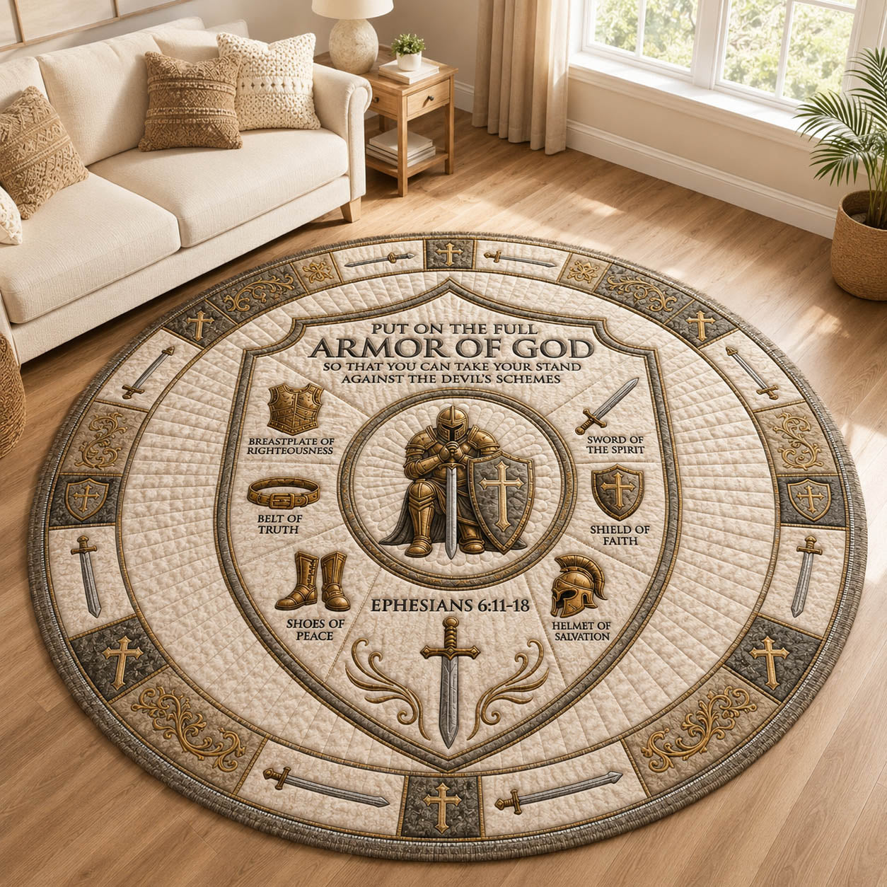Armor Of God Quilted Round Mat GFTOLAN1015