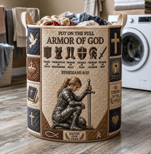 Armor Of God Quilted Laundry Basket GFTOLAN1056