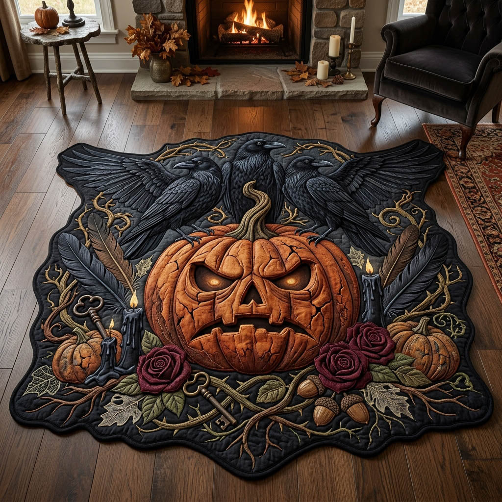 Pumpkin Raven Custom Shape Area Rug GFTOLAN1098