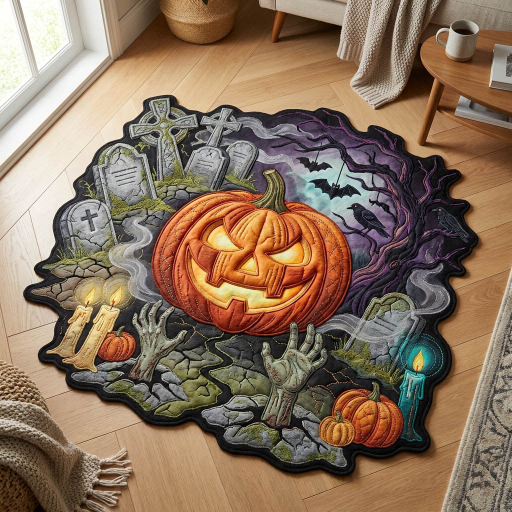 Graveyard Pumpkin Custom Shape Area Rug GFTOLAN1103