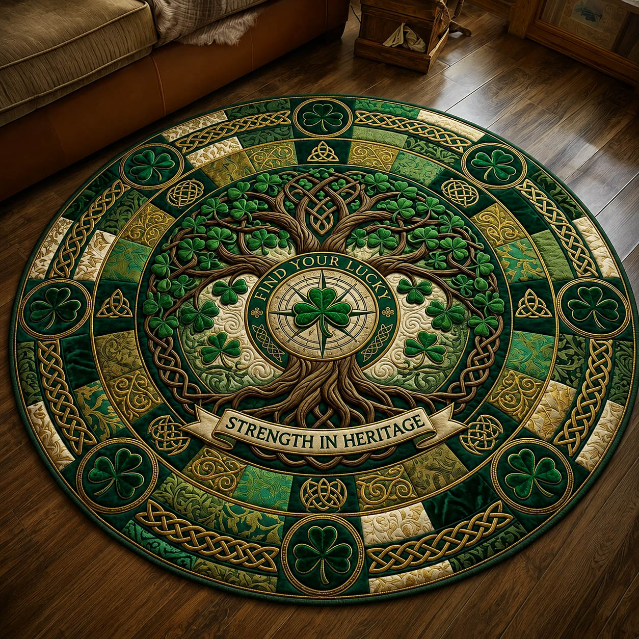 Celtic Tree Of Life Quilted Round Mat GFTOLAN1139