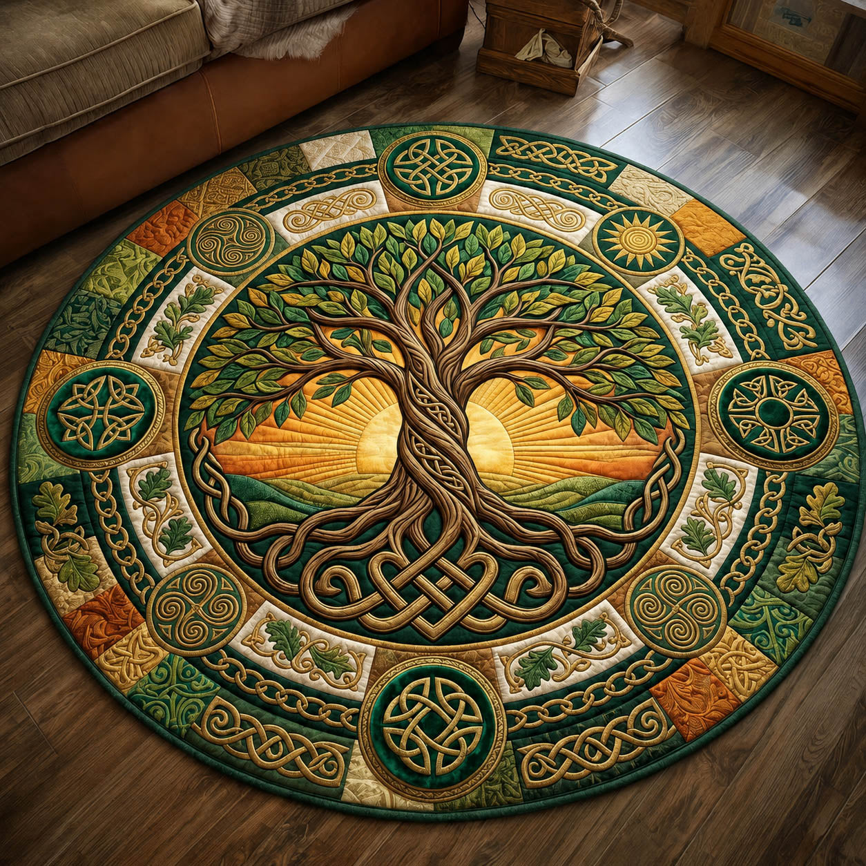 Celtic Tree Of Life Quilted Round Mat GFTOLAN1141