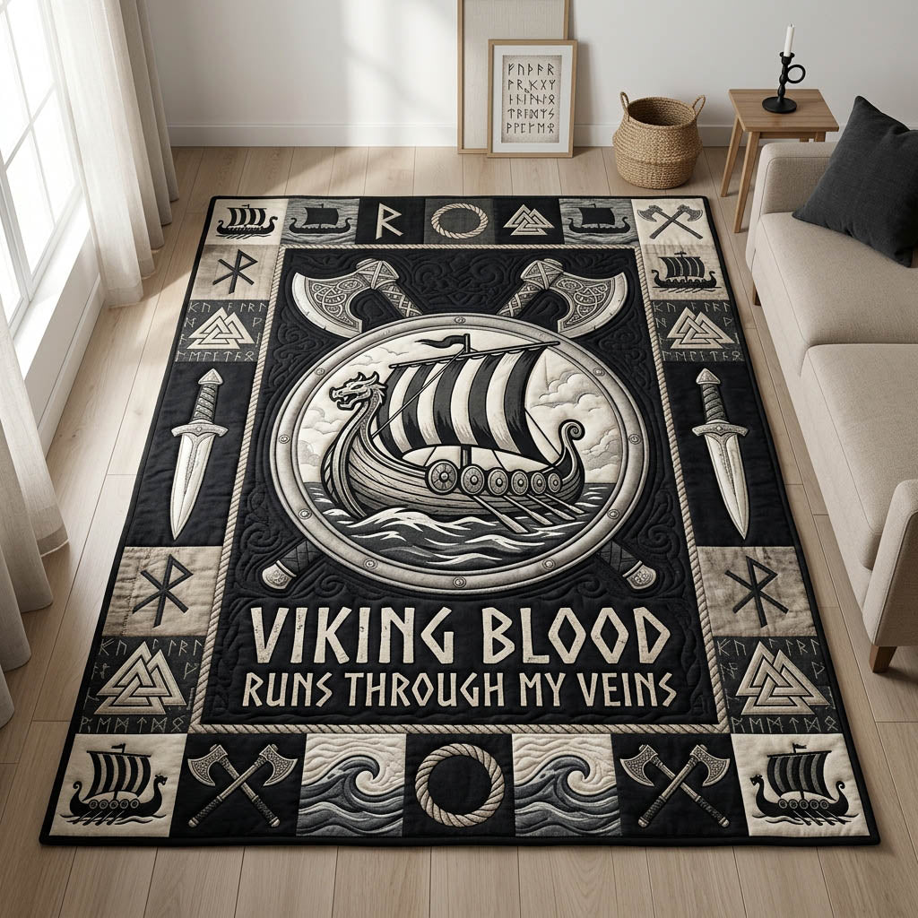 Viking Blood Runs Through My Veins Area Rug GFTOLAN1249