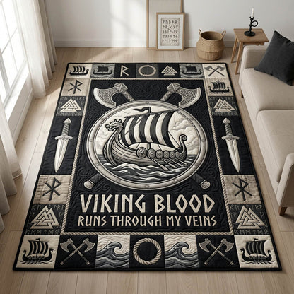 Viking Blood Runs Through My Veins Area Rug GFTOLAN1249