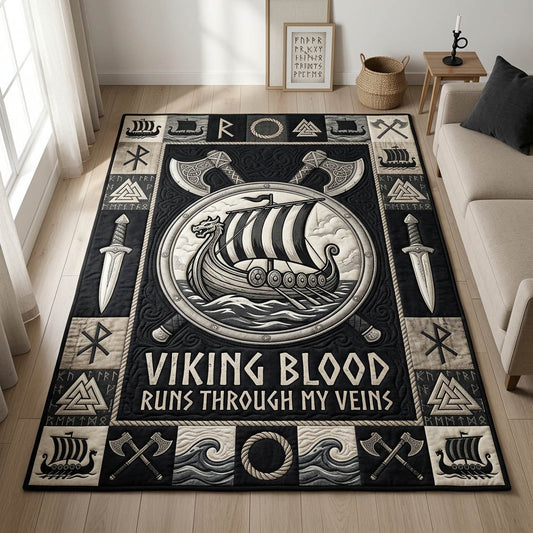 Viking Blood Runs Through My Veins Area Rug GFTOLAN1249