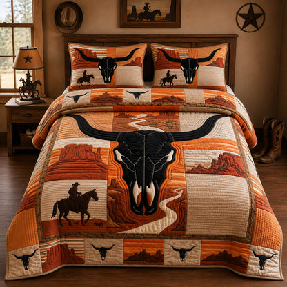 Desert Longhorn Skull 3-Piece Quilted Bedding Set GFTOLAN1280