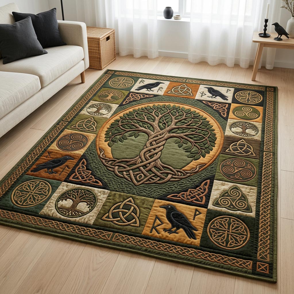 Emerald Celtic Tree of Life Area Rug GFTOLAN1336