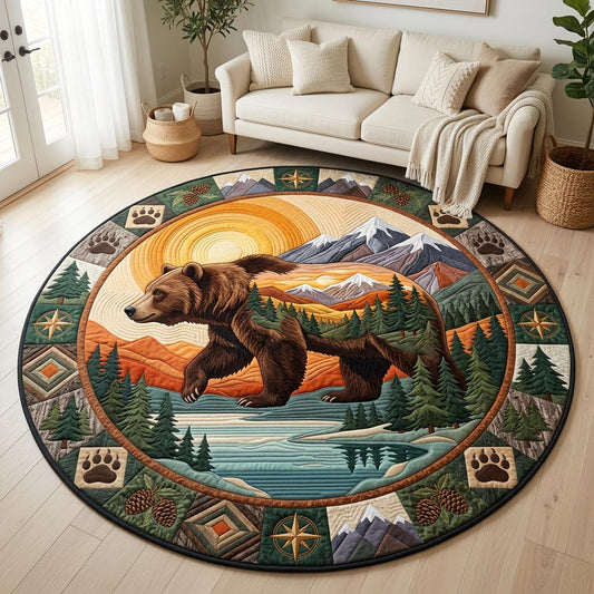 Wild Bear Sunset Mountain Quilted Round Mat GFTOLAN1396