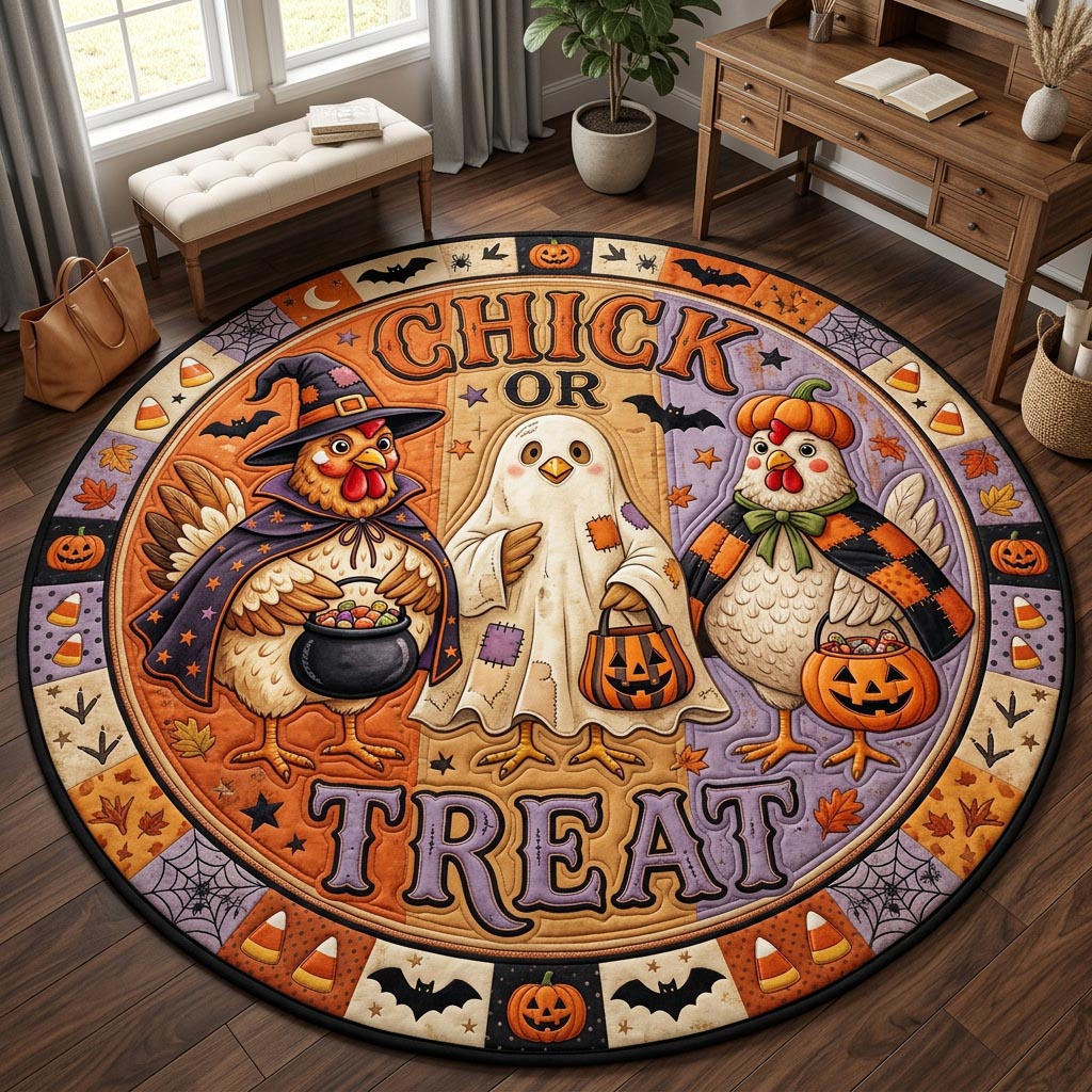 Chick Or Treat Quilted Round Mat GFTOLAN1402