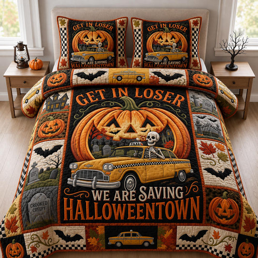 Halloween Town 3-Piece Quilted Bedding Set GFTOLAN1436