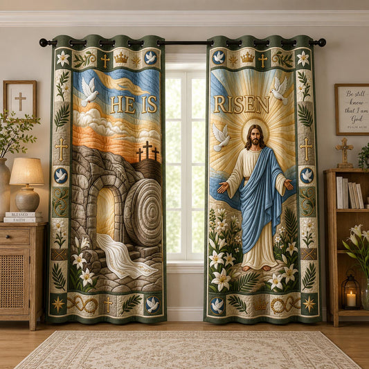Jesus Resurrection Scene Quilted Curtains GFTOLAN1465