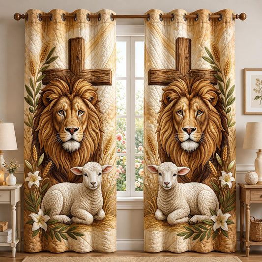 Lion And The Lamb Quilted Curtains GFTOLAN1466