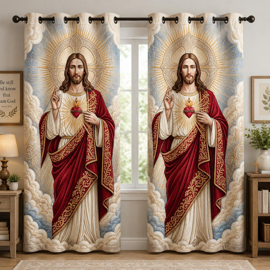 Sacred Heart Jesus Quilted Curtains GFTOLAN1467