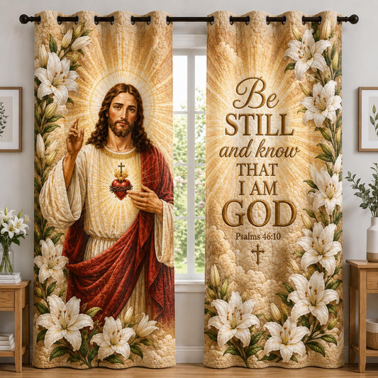 Sacred Heart Jesus Quilted Curtains GFTOLAN1469